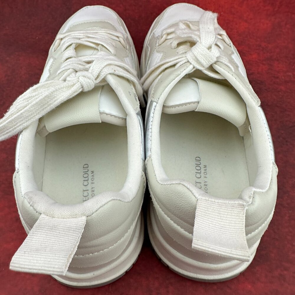 PROJECT CLOUD WOMEN'S LACE-UP PLATFORM SNEAKERS, WHITEAND GRAY, SIZE 9 - Picture 9 of 10